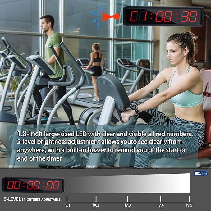 Fitness Timer with Stopwatch Button, Suitable for School/exam/Home Exercise/Gym/Gym SMAHEAT Electronic Fitness Timer (1.8-inch Data PC synchronous Transmission Model)