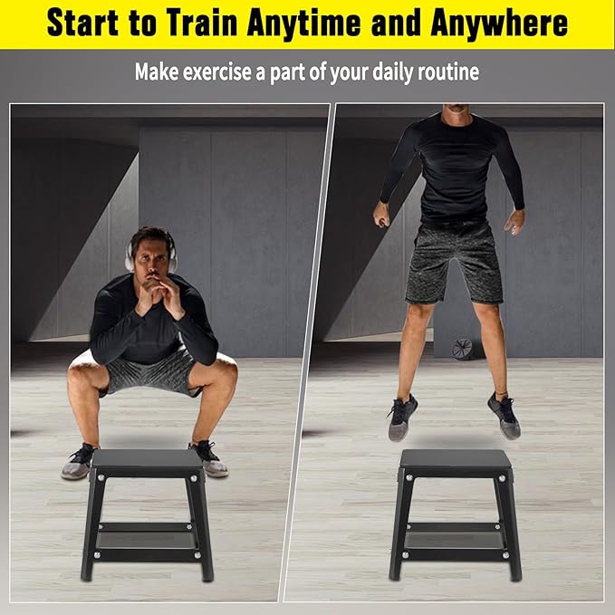 Steel Plyometric Jump Box, 18 Inch High Anti-Slip Plyo Box for Home Gym Conditioning and Strength Training