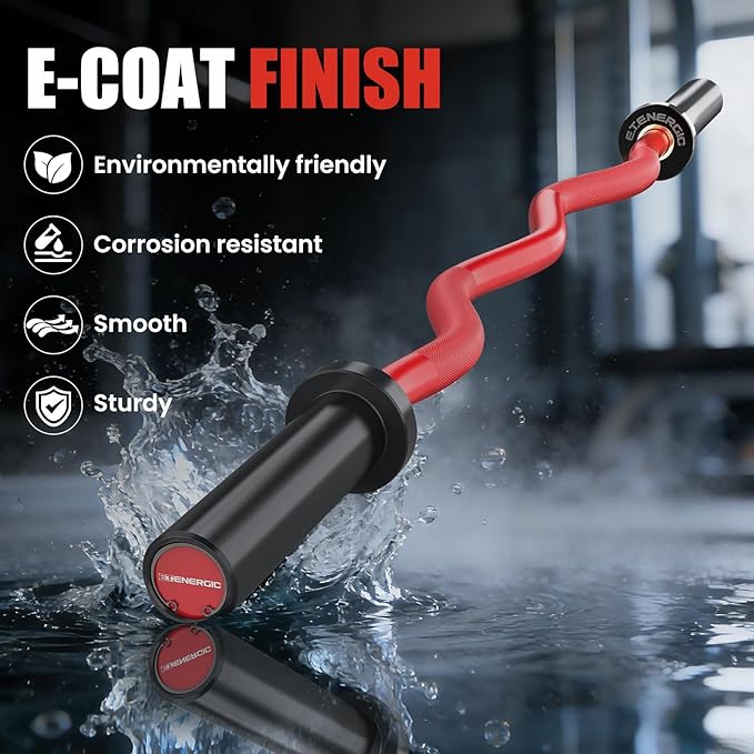 47" Olympic EZ Curl Bar 500-lbs Capacity Steel Barbell Suitable for 2" Weight Plates, 2-Inch Curl Bar for Weight Lifting,Hip Thrusts,Squat,Biceps-Home Gym Weight Bar