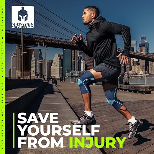 Sparthos Knee Compression Sleeves by (Pair) - Joint Protection and Support for Running, Sports, Knee Pain Relief (Cobalt Blue, X-Large)