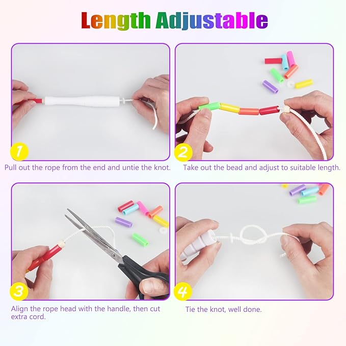 Fezog 2 Pack Rainbow Beaded Kids Jump Rope, Segmented Skipping Rope for Kids Adults, Tangle-Free Rope Skipping Child Jump Rope for Fitness Exercise Training