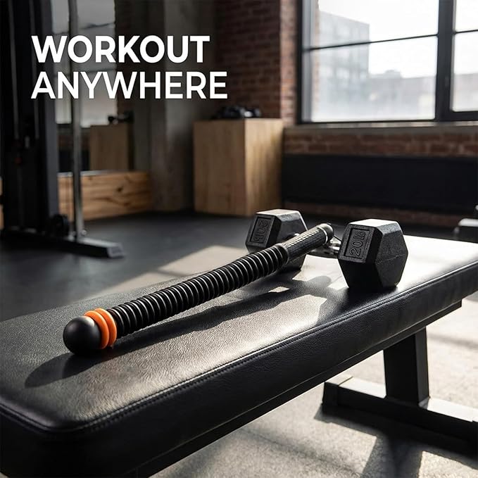 2PCS Weighted Ropeless Battle Ropes for Home Gym, Portable Weighted Workout Ropes for HIIT Arm Exerciser for Men & Women (Black+Orange)