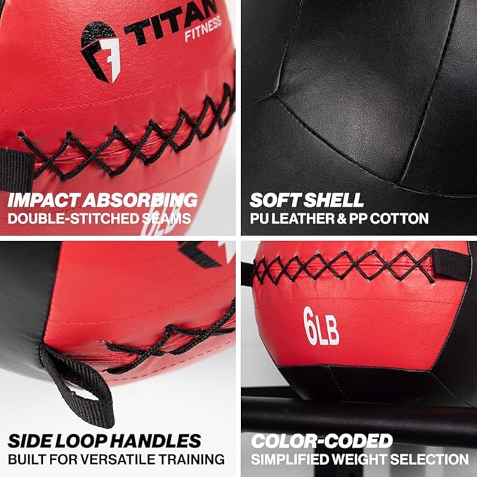 Titan Fitness Soft Leather Medicine Wall Ball Durable, Endurance, Cardio, Core Strength