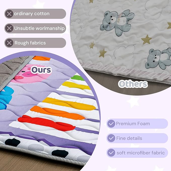 RONGFA Baby Play Mat for Floor, 50'' x 50'' Thicken Foam Soft Padded Mat for Baby, Playpen Mat for Toddlers Infant Kids, Machine Washable, Non-slip Bottom Safe for Crawling (Piano)