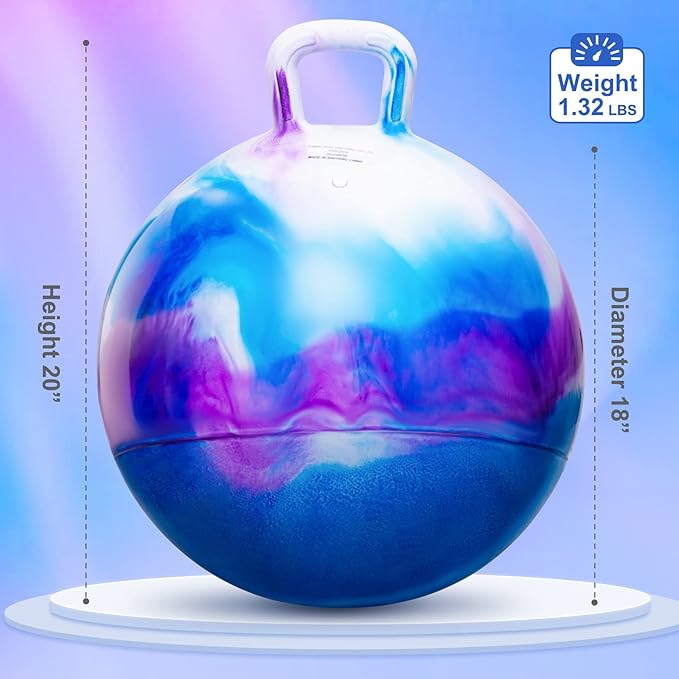PlayZap Hopper Balls for Kids 3-8, 18 Inches Bouncy Ball with Handle, 18" Inflatable Bouncing Hopper, 45cm Jumping Toys, Garden Hopping Toys Girls Boys Gifts