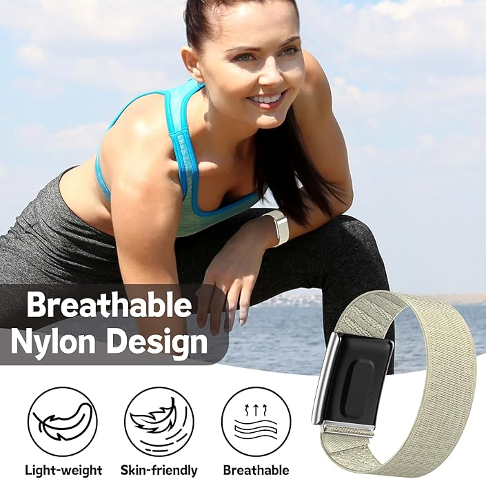 Vanet Nylon Straps Compatible with Whoop 5.0 Bands Peak, MG Life and One, Elastic Woven Strap Breathable Sport Adjustable Stretchy Braided Replacement Bands for Men Women [NOT for Gen 4], 2 Pack