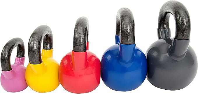 Sunny Health & Fitness Vinyl Coated Kettlebell for Strength Weight Training & Swinging Exercise - In 5, 10, 15, 20, 25 Pound