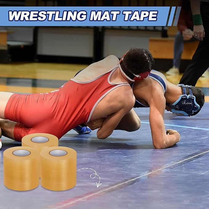 Pangda 12 Pcs Wrestling Mat Tape 3 or 4 Inch Heavy Duty 7 Mil PVC Carpet Tape for Wrestling Grappling Exercise Mats Seaming Cover Gym Floor Carpet Seam