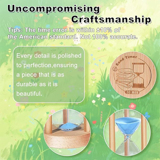 Wooden 15 Minute Sand Timer, 15 Min Hourglass, Reloj De Arena, Hour Glass SandWatch for Home, Office, Decorative, Game, Classroom
