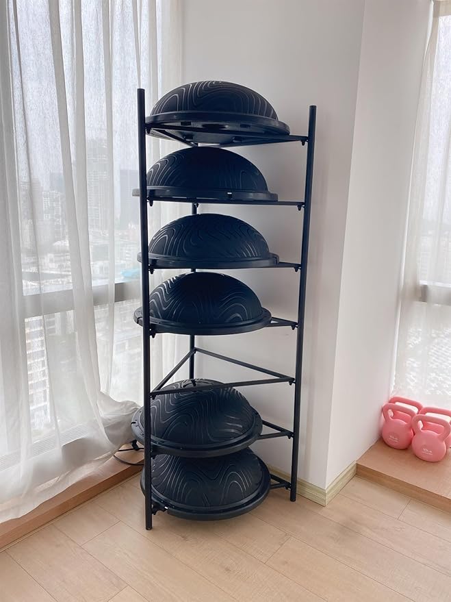 3/5/6/7 Tier Floor Stand Storage Organizer Exercise Half Balance Ball Storage Rack, Home Gym Workout Equipment for Bosu Slam Bowling Medicine Balls