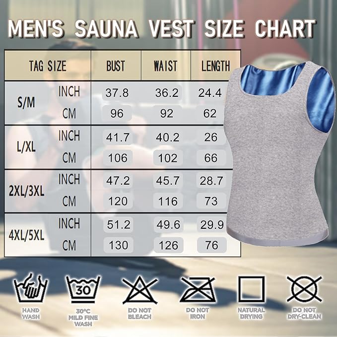 Sauna Vest for Men Waist Trainer, Sleeveless Mens Sweat Sauna Suit Shirt Compression Tank Top