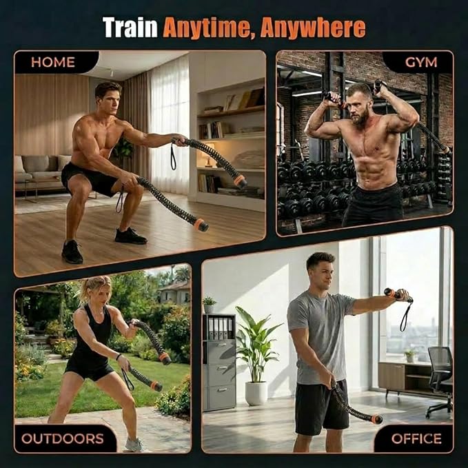 Portable Ropeless Battle Ropes, Weight-Adjustable Battle Ropes for Home Gym with Storage Bag, Low-Noise Battle Rope with Non-slip Handle, Cordless BattleRopes for Hiit & Low-Impact Cardio Training