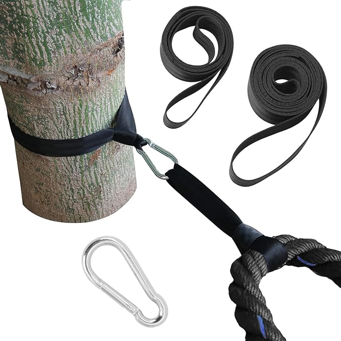 Hoedia 2 Packs Battle Rope Anchor Strap Kit Accessories for Home Gym Outdoor Muscle Workout Equipment,Carabiners with 4 Durable Straps and 2 Heavy Duty Carabiner, Home Gym Equipment