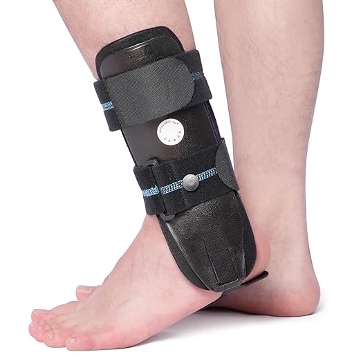 Velpeau Air Gel Foam Ankle Stabilizer Support Brace for Sprained Ankle, Ligament Injury, Tendonitis, Adjustable Rigid Stirrup Ankle Splint for Women and Men (Foam Version, Large, Left Foot)