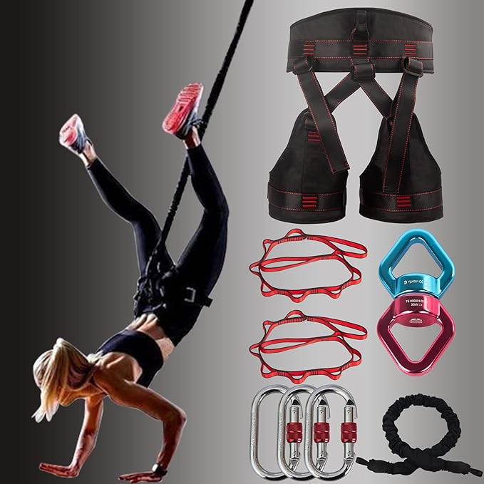 DASKING Natural Latex Resistance Bands Set - 3-Level for Suspension Trainer for Home Gym, Yoga & Recovery (Adjustable Harness, Exercise Guide)