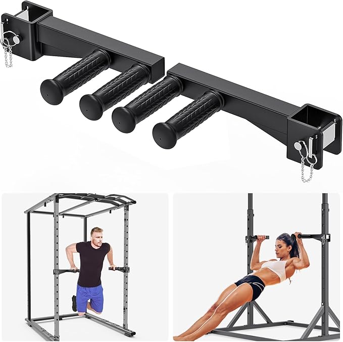 Nordic Hamstring Curl Attachment, Dip Bar, Belt Squat & Safety Spotter Arms for 2"x2" & 3"x3" Power Racks, Home Gym Strength Training Accessories