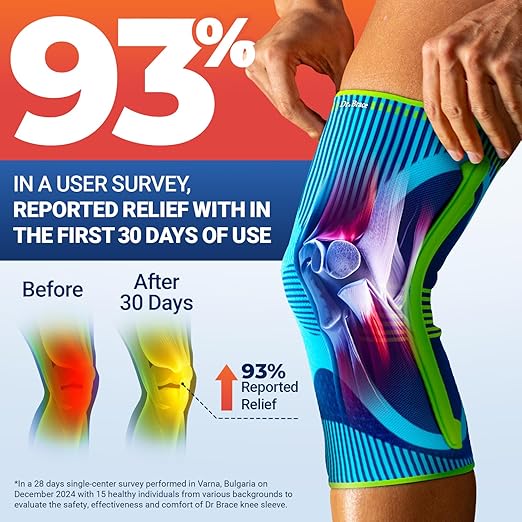 DR. BRACE ELITE Knee Brace with Size Stabilizer (2 Pack) Knee Brace for Women & Men, Workout, Sports, Daily Knee Compression Sleeve for Maximum Knee Pain Support & Fast Recovery (Zeus, Medium)