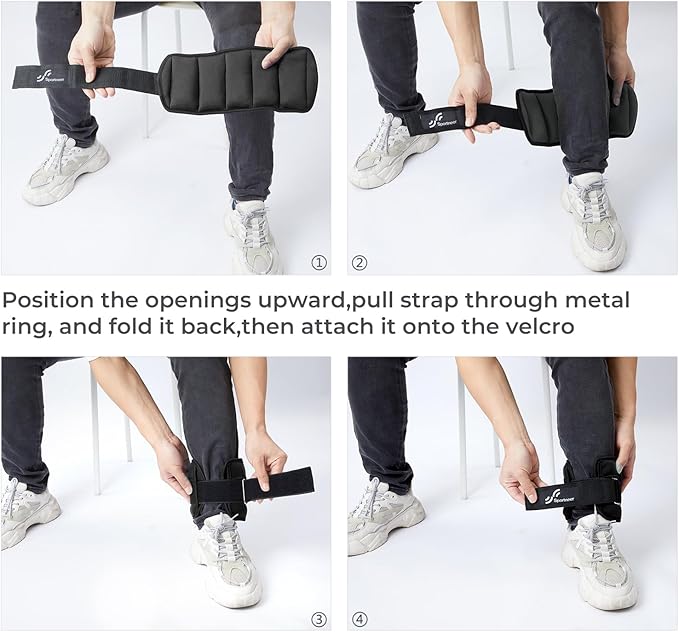 Sportneer Adjustable Ankle Weights Set - 1 Pair (2-10 lbs) Removable Sandbags for Women & Men, Comfortable Neoprene Leg Weights for Walking, Running, Pilates, Yoga, Home Workout & Physical Therapy