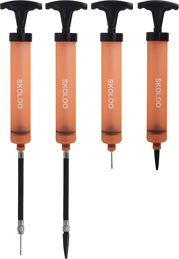 SKOLOO 10" Portable Hand Air Ball Pump Inflator Kit with Needle, Nozzle, Extension Hose for Soccer Basketball Football Volleyball Water Polo Rugby Exercise Sports Ball Balloon Swim Inflatables