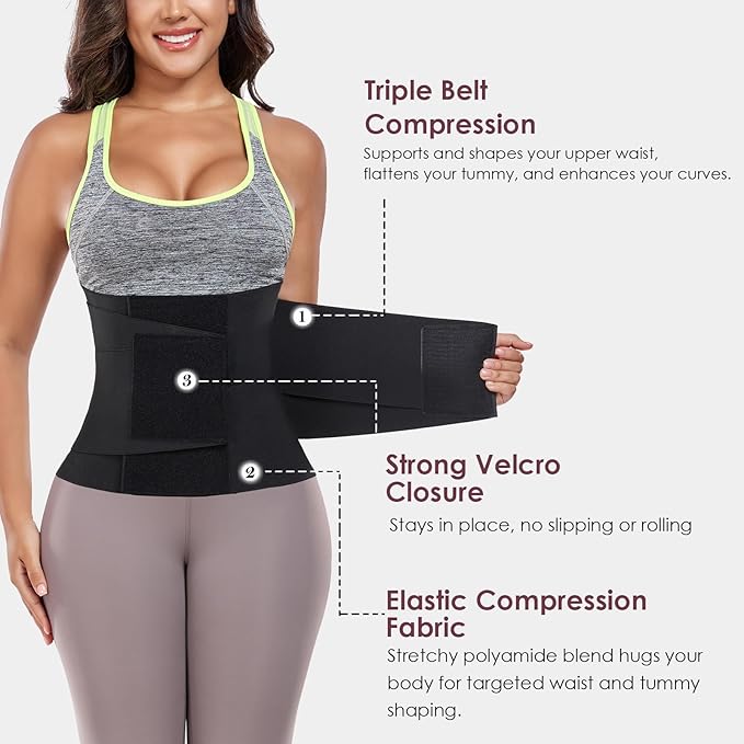 Waist Trainer Belt for Women Belly Fat Waist Cincher Trimmer Ab Belt Tummy Control Body Shaper with Triple Wrap