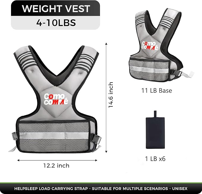 Adjustable Weighted Vest for Men Women, 4-10lb/12-18lb/20-32lb Vest with 6 Ironsand for Weights Running Workout and Training, Adjustable Body Weight Vest Exercise Set for Running, Walking
