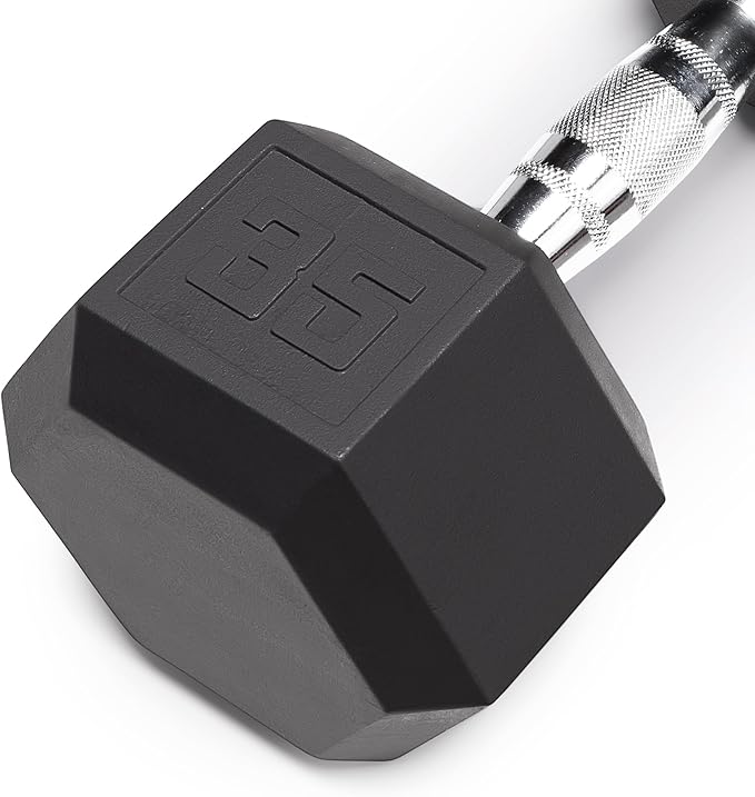Marcy Classic Rubber Hex Dumbbell with Knurled Grip for Strength Training and Bodybuilding, 5lb - 50lb Single Dumbbell for Exercise & Fitness, Sold Individually