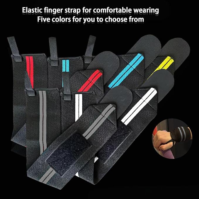 Wrist Wraps for Weightlifting,2Pcs Gym Wrist Wraps with Hand Thumb Loop,Premium Quality Wrist Support,Triple Reinforced Protection,More Elasticity Density Weaving,Suitable for Weightlifting,Fitness