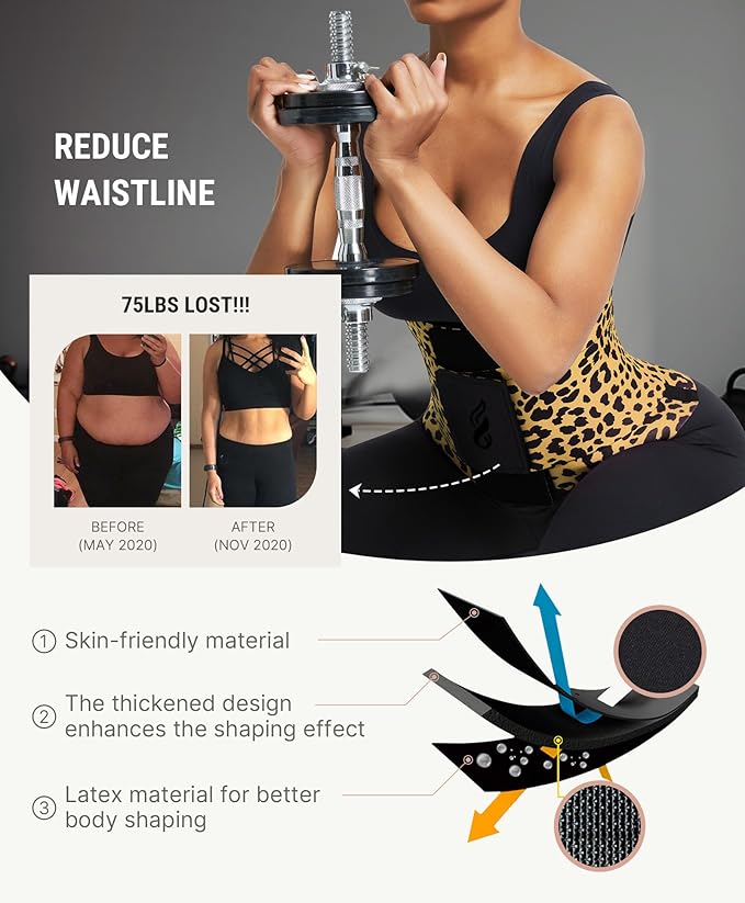 FeelinGirl Waist Trainer Belt Waist Cincher Trimmer Ab Belt Tummy Control Body Shaper with Triple Wrap Women and Men