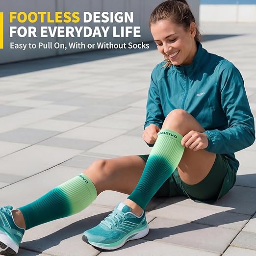 CAMBIVO Calf Compression Sleeve for Men & Women – Dip-Dyed Gradient Footless Compression Socks for Shin Splint Pain Relief & Varicose Veins – Leg Support for Running, Workouts, and Recovery