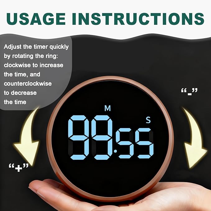 Digital Kitchen Timer, Magnetic Countdown Countup Visual Timer with Large LED Display, Digital Temporizador for Classroom Cooking Fitness Baking Studying Teaching, Easy for Kids and Seniors
