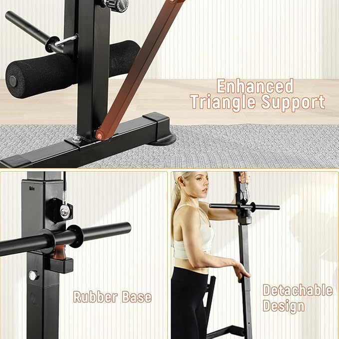 Foldable 1500LBS 8 IN 1 Olympic Weight Bench Set with Squat Rack, Leg Extension/Curl & Preacher Curl, Adjustable Bench Press Set with Safety Bar Catches for Home Gym Full Body Workout