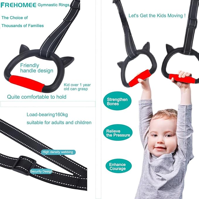 New Professional Gymnastic Rings,Both for Adults and Kids,Support 550 LBS,Home Fitness Equipment,Indoor and Outdoor Pull-up Bar for Stretching and Height Increase,with Adjustable Straps
