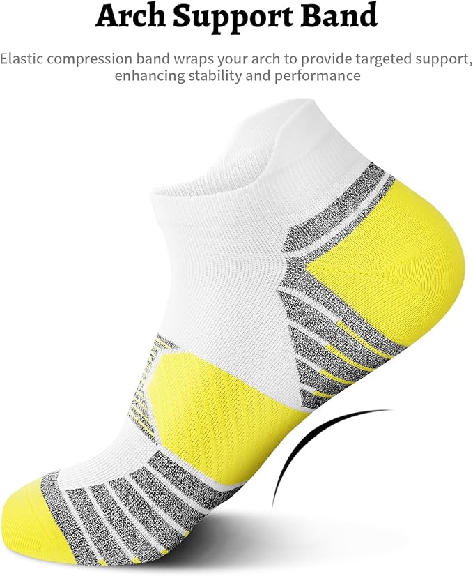 PAPLUS Compression Running Socks Women (6 Pairs), Ankle Athletic Socks Low Cut with Arch Support