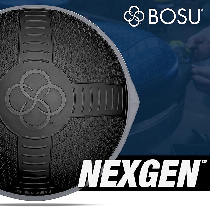 Bosu NEXGEN Balance Strength Trainer, Multi-Functional 26" Exercise Ball, Home Gym Equipment for Full Body Workouts, Black with Gray Rim