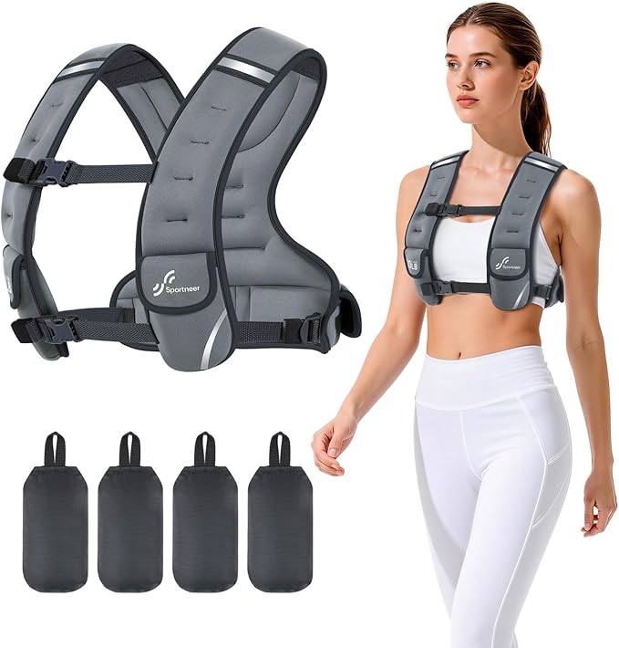Sportneer Adjustable Weighted Vest Woman: 6-10lb/10-18lb Weighted Walking Vest for Women with 4/8 Weight Packs Fast Adjust Comfortable Weight Vest for Home Gym Burn Calories Strength Training Vests