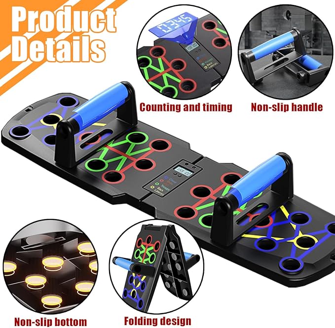 Push Up Board for Men, Push Up Bar at Home Workout Equipment, Pushup Handles Home Gym Exercise Fitness Equipment Portable Foldable with Counter