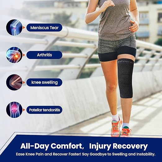 Galvaran Compression Knee Brace for Women & Men – Knee Support Sleeve for ACL, MCL, Meniscus Pain Relief, Joint Swelling & Injury Recovery | Skin-Friendly Anti-Slip Design | Daily Use & Sports