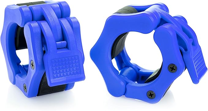 Olympic Barbell Clamps Collars Quick Release Pair Weight Clips for 2 inch Barbell BLUE