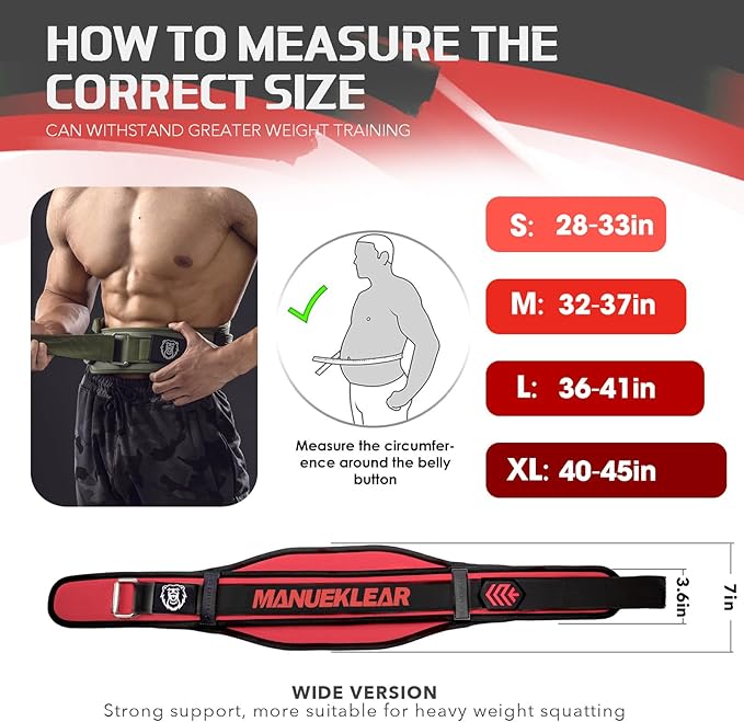 Weight Lifting Belt, Lifting Belts for Women Men,MANUEKLEAR Weightlifting Belt Quick Locking Back Support for Bodybuilding, Fitness, Powerlifting, Cross Training, Squats, Workout, Exercise