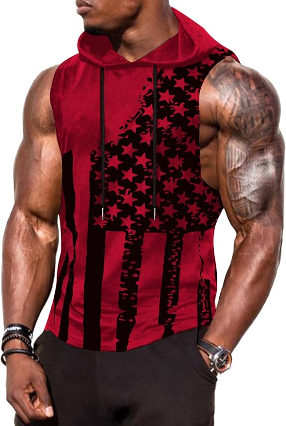 Babioboa Men's Workout Hooded Tank Tops Sports Training Sleeveless Gym Hoodies Bodybuilding Cut Off Muscle Shirts