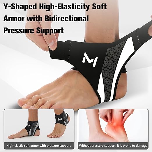 Ankle Brace Compression Support Stabilizer,Adjustable Lace-Up Ankles Sock Sports Basketball Sprain Recovery Men Women Foot Orthopedic Grade Tendonitis Protection Plantar Fasciitis Relief, Gray