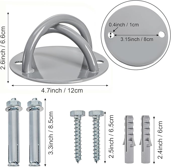2 Pack Wall Mount Bracket for Suspension Straps, Ceiling Anchor Mount for Rings, Body Weight Strength Training Systems, Yoga Swings, Boxing Equipment