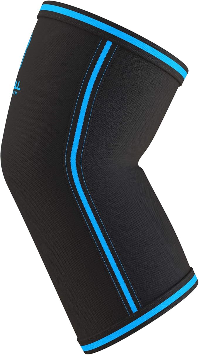 Elbow Sleeves 5mm (1 Pair) - High Performance Elbow Sleeve Support for Weightlifting, Weight Training & Powerlifting - Best Compression Straps - for Men and Women (Medium, Black/Blue)