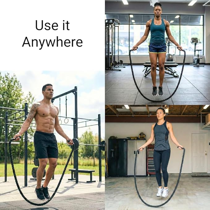 Weighted Jump Rope for Men and Women. Heavy Adult Jump Rope for Fitness, Exercise, Strength, Cardio, and Weight Loss. 2.4lb to 5lb.