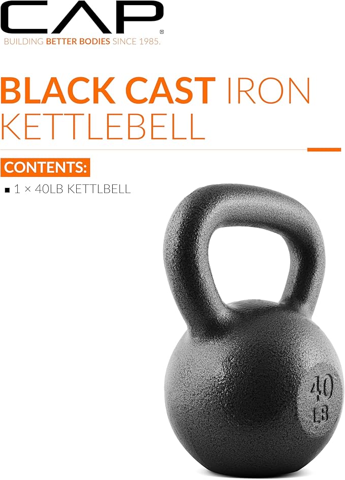 CAP Barbell Cast Iron Kettlebell - Coated Options, Singles and Sets, Multiple Weight Choices