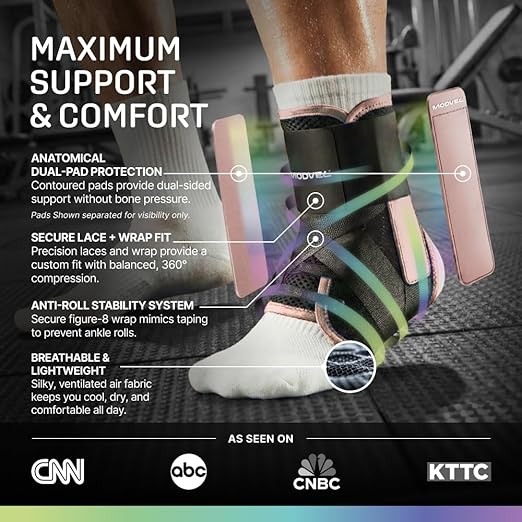 MODVEL Slim Lace Up Ankle Brace, Adjustable Ankle Braces for Men, Ankle Brace for Women, Ankle Support for Women – Figure 8 Ankle Brace Strapping with Soft Pads for Sprained Joint Stability Ankle Wrap