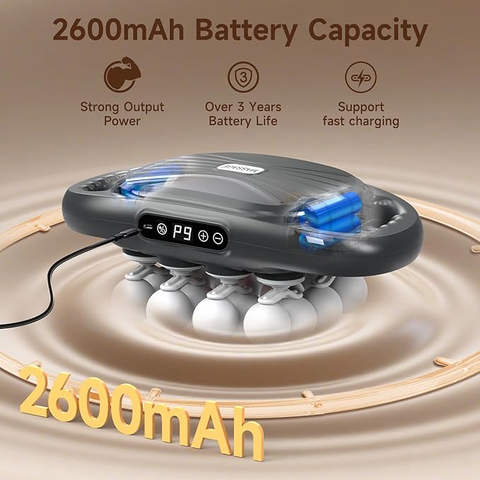 Back Massager Pain Relief,16 Head Massage Gun Deep Tissue,Percussion Massager with 9 Modes & 9 Intensities,Noise-Free,for Shoulders,Legs,Foot,Neck Massager,Massage Tool