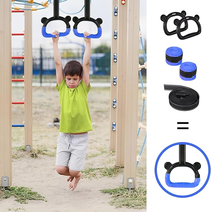 Kids Gymnastics Rings, Children's Home Gym Equipment, Children's Adjustable Strap Strength Training Rings, Pulling Rings for Physical Training