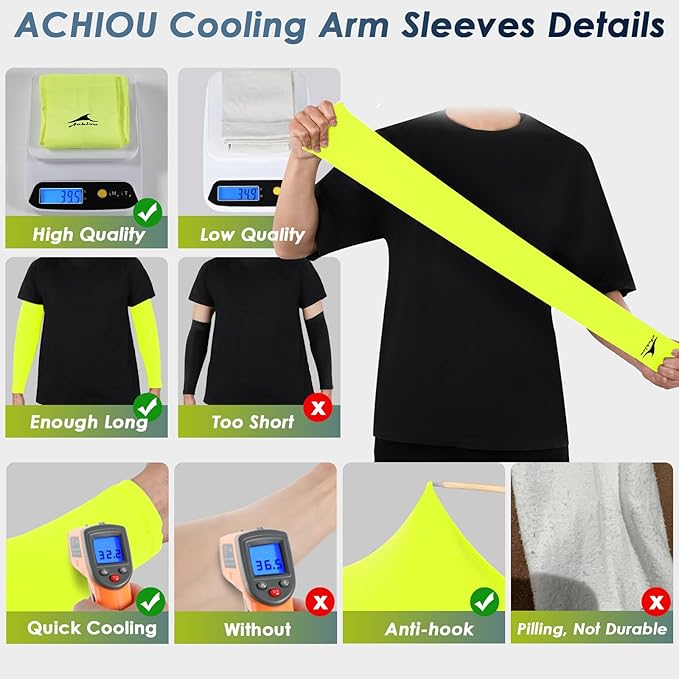 Achiou Cooling Ice Silk Arm Sleeves, Summer UV Sun Protection Compression Sleeves UPF 50+ for Women Volleyball Youth Sports