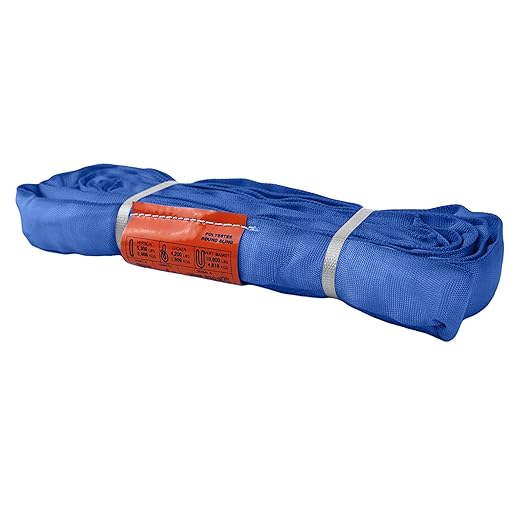ATERET Powerlift Blue Polyester Endless Round Sling - 12 Feet Length, 21,200 lb. Vertical Capacity, 42,400 lbs Basket - Heavy Duty Poly Lifting Sling